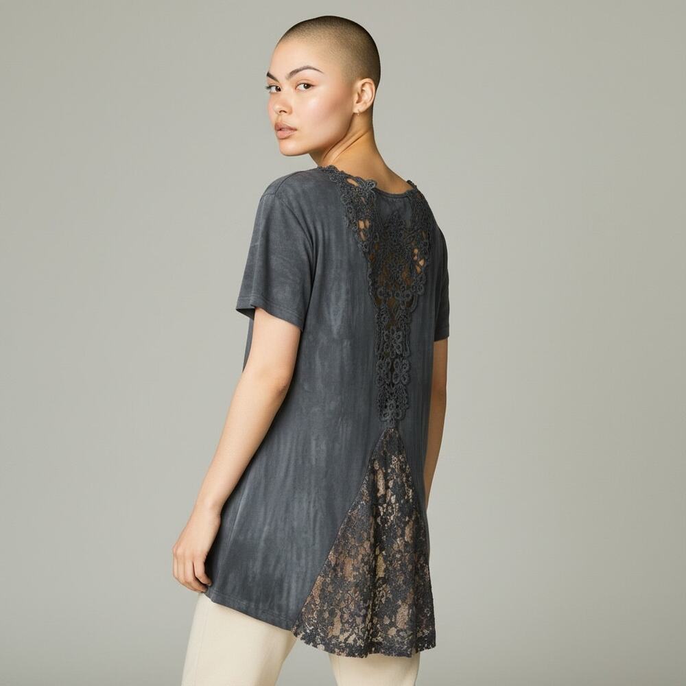 T Party Vintage 90s 1990s Y2K Blue Lace Tunic Top Size Large